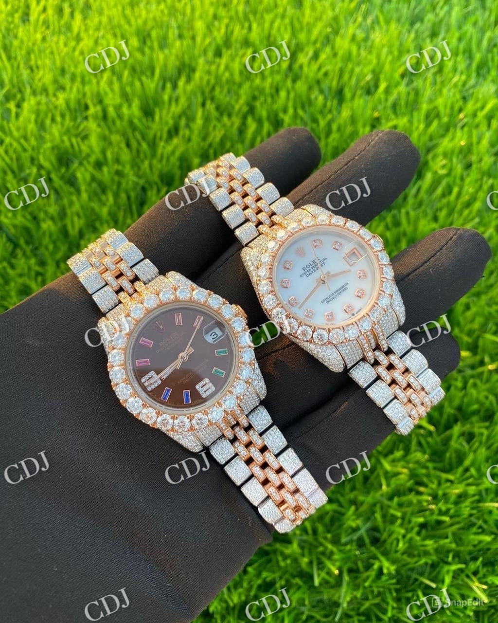 Rose White Rolex Jubilee Belt Moissanite Diamond Set Hip Hop Male Watch hip hop jewelry CustomDiamJewel