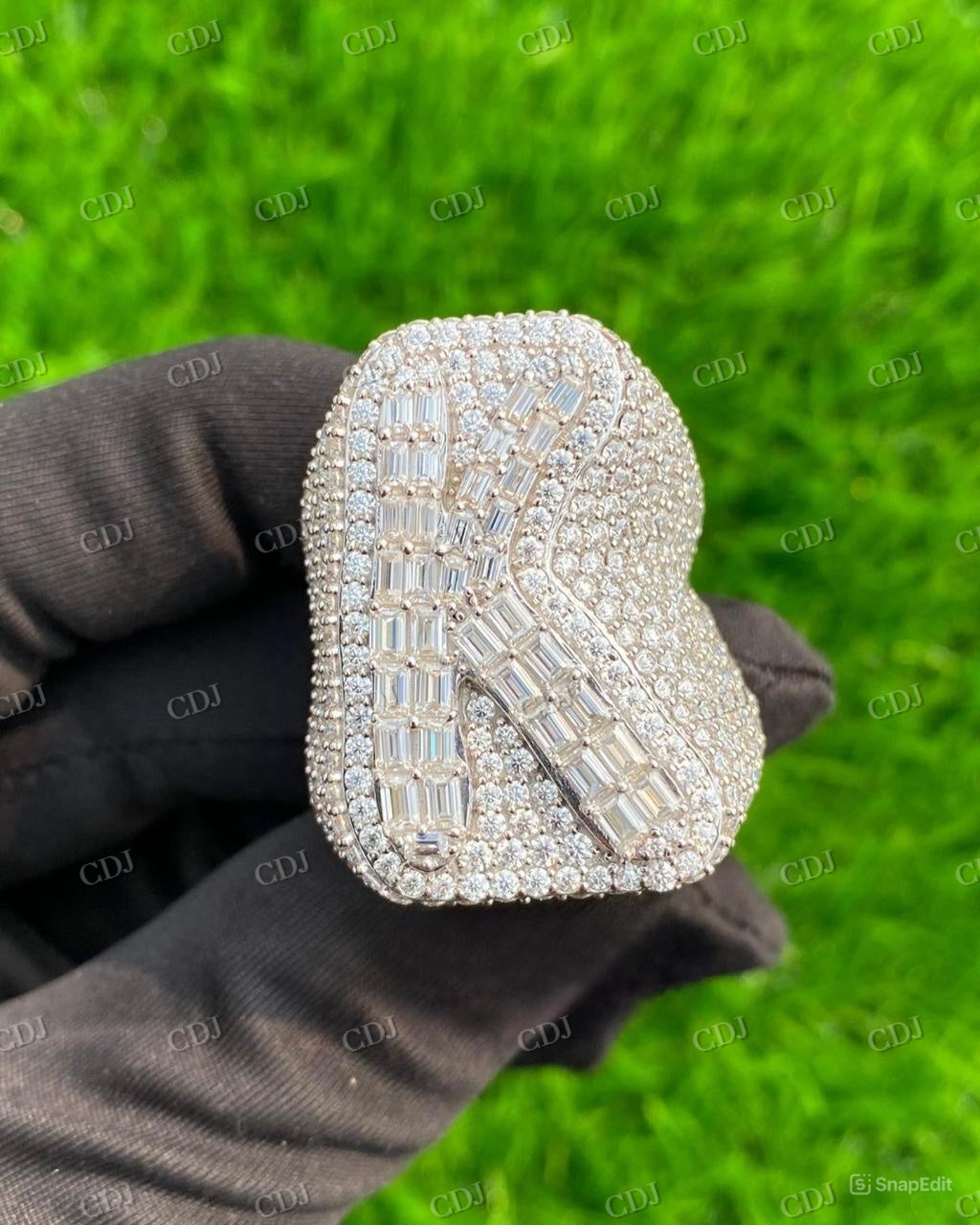 VVS Round Moissanite R Letter Hip Hop Ring hip hop jewelry CustomDiamJewel