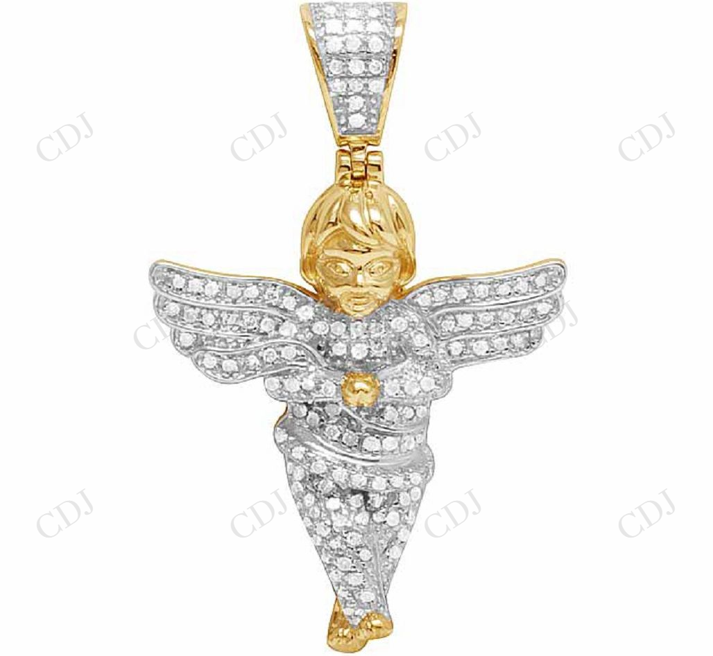 Two Tone VVS Moissanite Iced Out Angel Charm Pendant Hip Hop Pendent CustomDiamJewel