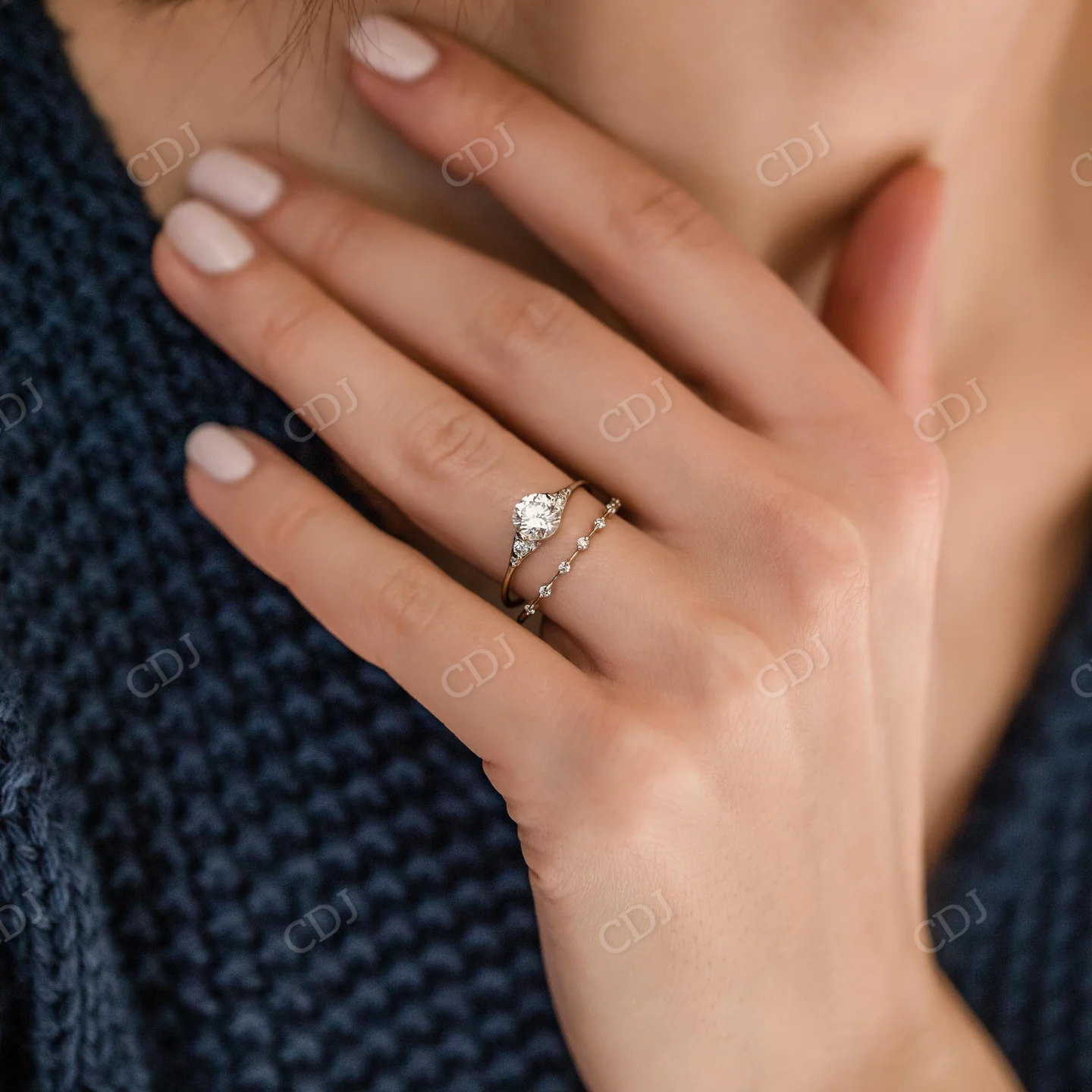 0.14 CTW Round Cut Half Eternity Natural Diamond Ring customdiamjewel