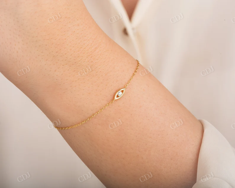 Evil Eye 14k Solid Gold Moissanite Bracelet Gift for Her customdiamjewel