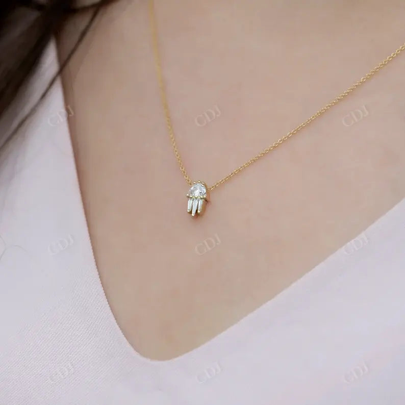 0.35ctw Half Moon Moissanite Gold Necklace customdiamjewel