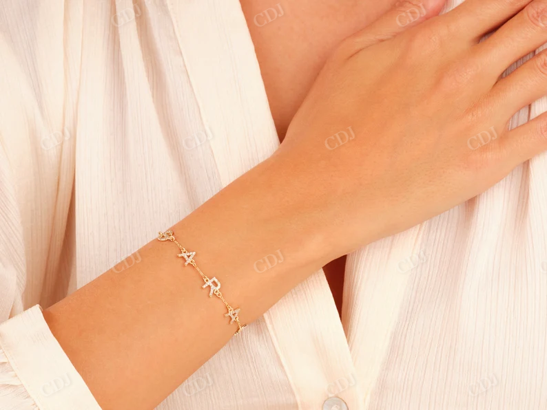 Name Letter Moissanite Bracelet Custom Gold Bracelets Personalized Gift customdiamjewel