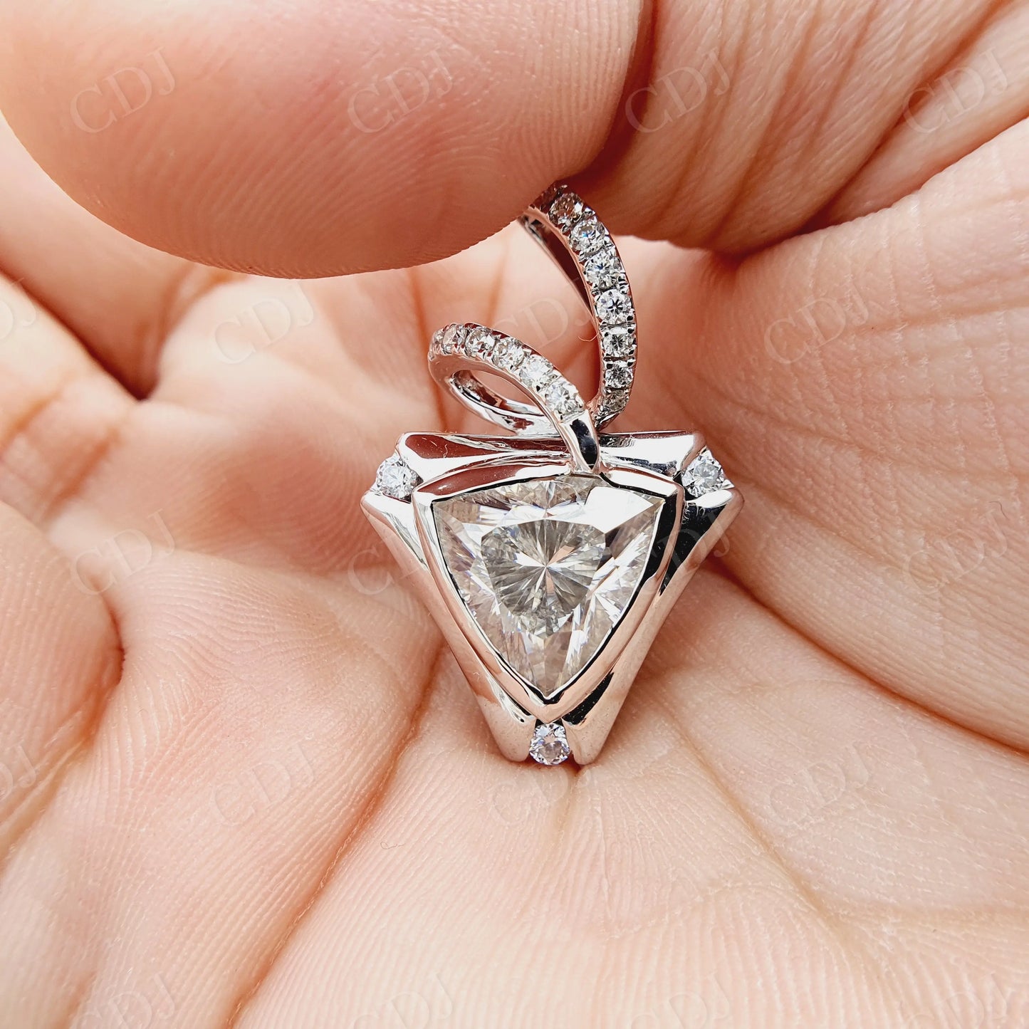 Antique Trillion Cut Moissanite Pendant customdiamjewel