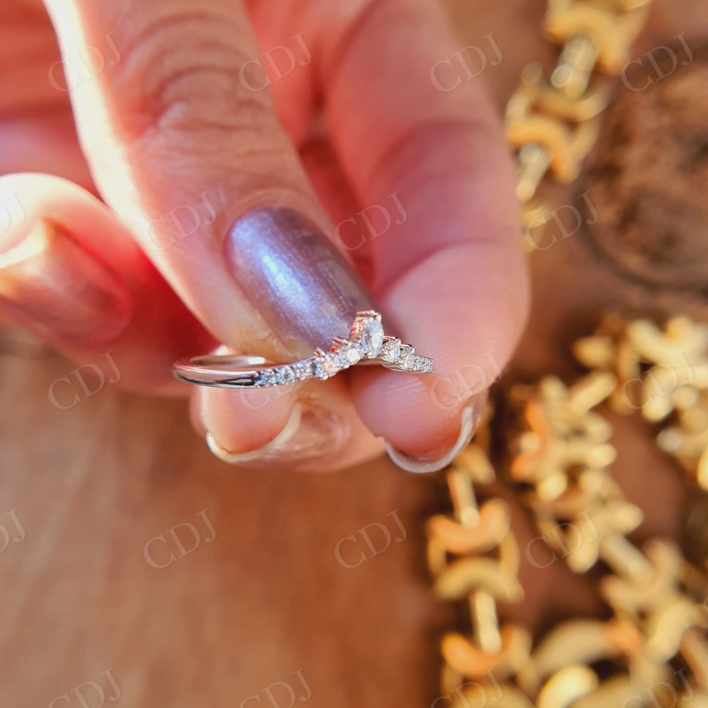 0.06CT Marquise Cut Curved Moissanite Wedding Band customdiamjewel