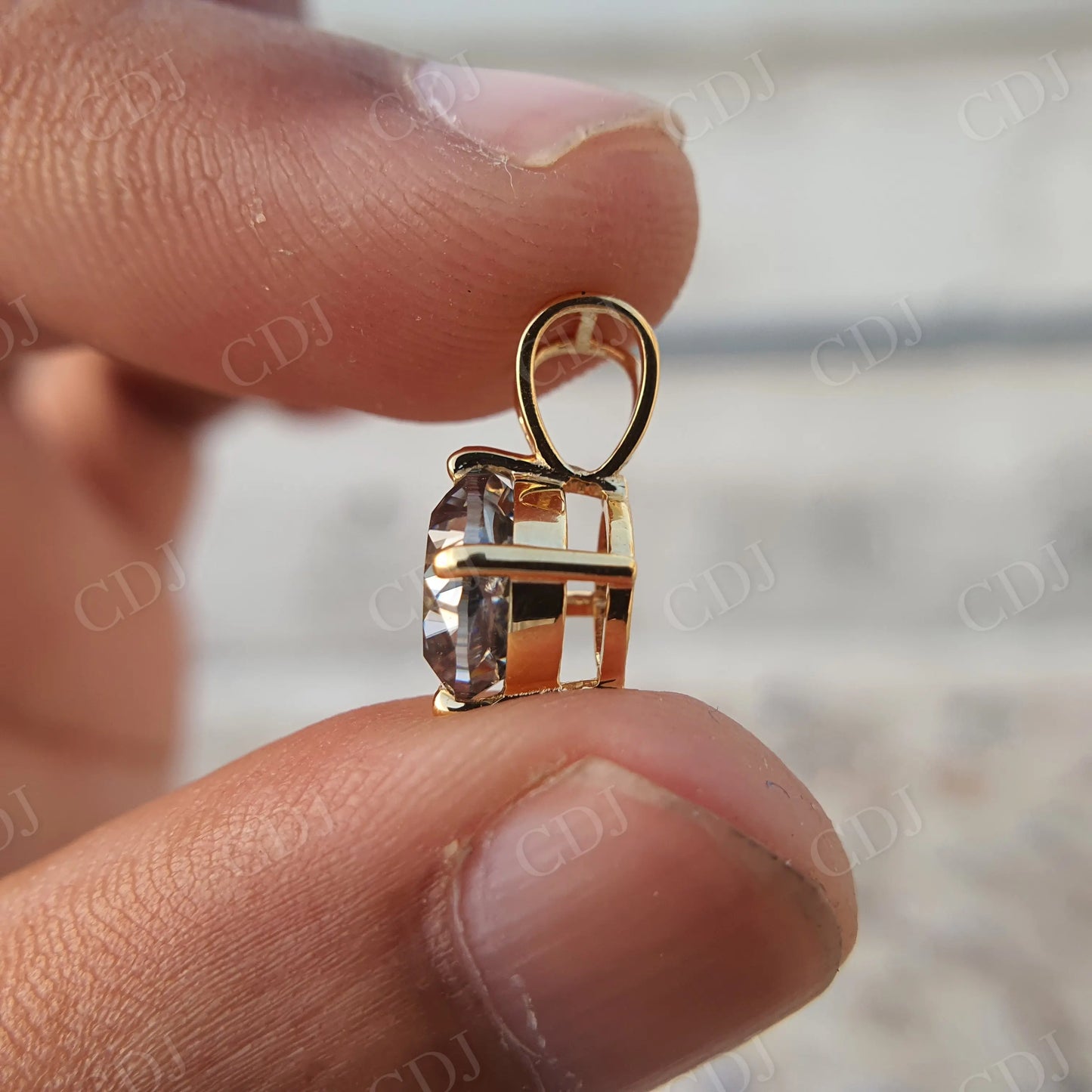 2.0CT Cushion Cut Dark Grey Moissanite Pendant customdiamjewel