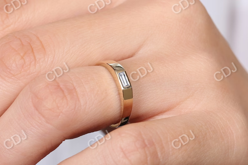 0.15CTW Minimalistic Lab Grown Diamond Baguette Cut Ring customdiamjewel