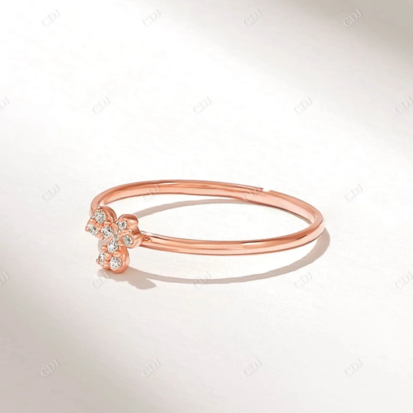 0.06CTW Lab Grown Diamond Trefoil Promise Ring customdiamjewel 10KT Rose Gold VVS-EF