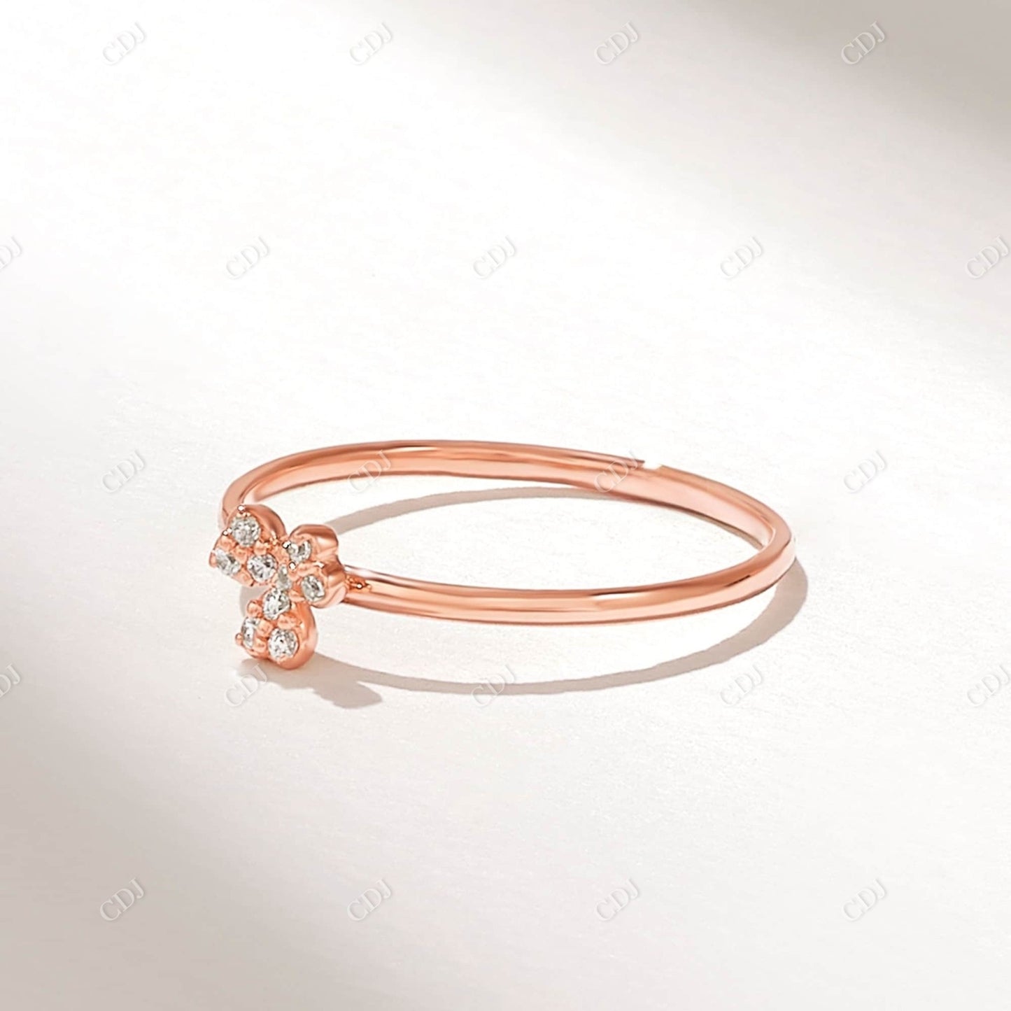 0.06CTW Earth Mine Diamond Tiny Promise Ring customdiamjewel 10KT Rose Gold VVS-EF