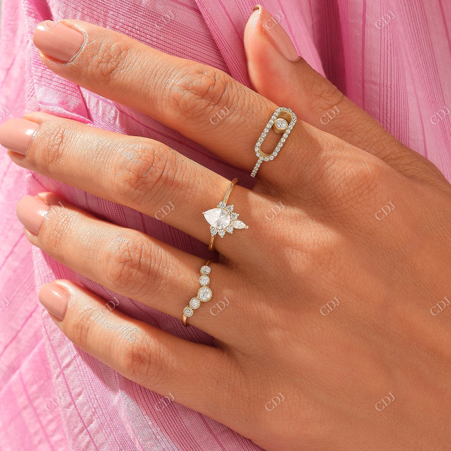 Natural Diamond Bezel Set Curved Wedding Band customdiamjewel