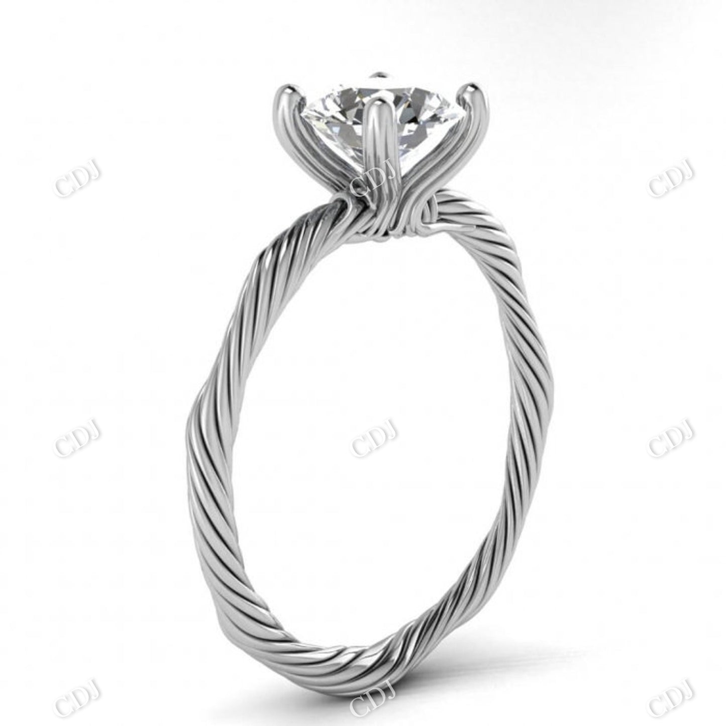 Antique Shape Moissanite Infinity Twisted Band Solitaire Ring customdiamjewel