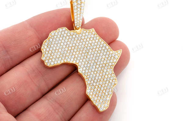 7.00CTW Africa Continent Solid Gold Diamond Pendant customdiamjewel