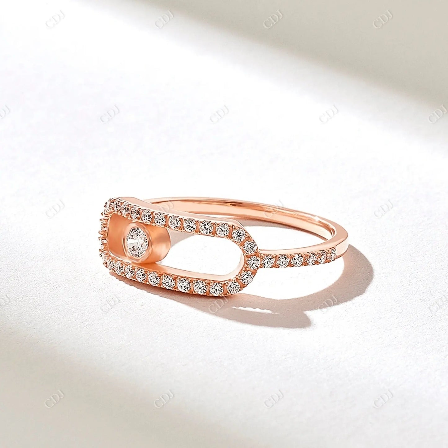 0.43CTW Pave Lab Grown Diamond Paperclip Ring customdiamjewel 10KT Rose Gold VVS-EF