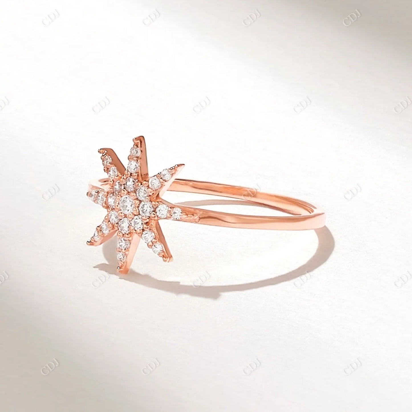 0.16CTW Round Lab Grown Diamond Star Ring customdiamjewel 10KT Rose Gold VVS-EF