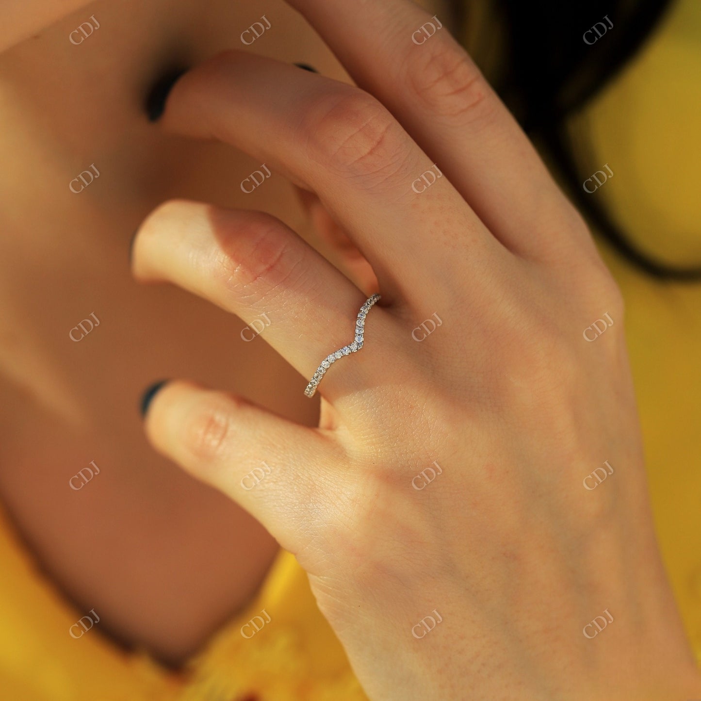 0.25CTW CVD Diamond Curved Wedding Band customdiamjewel