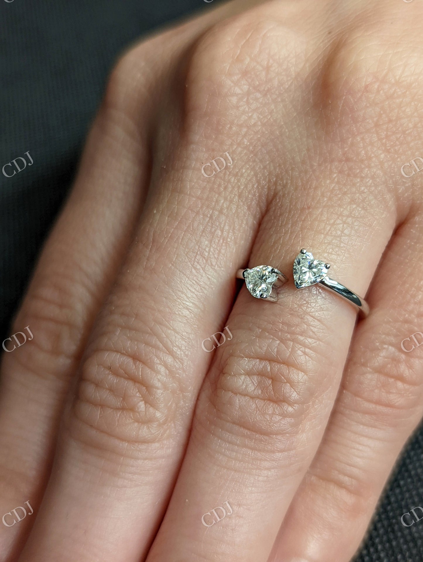 Double Heart Cut Moissanite Open Shank Engagement Ring customdiamjewel