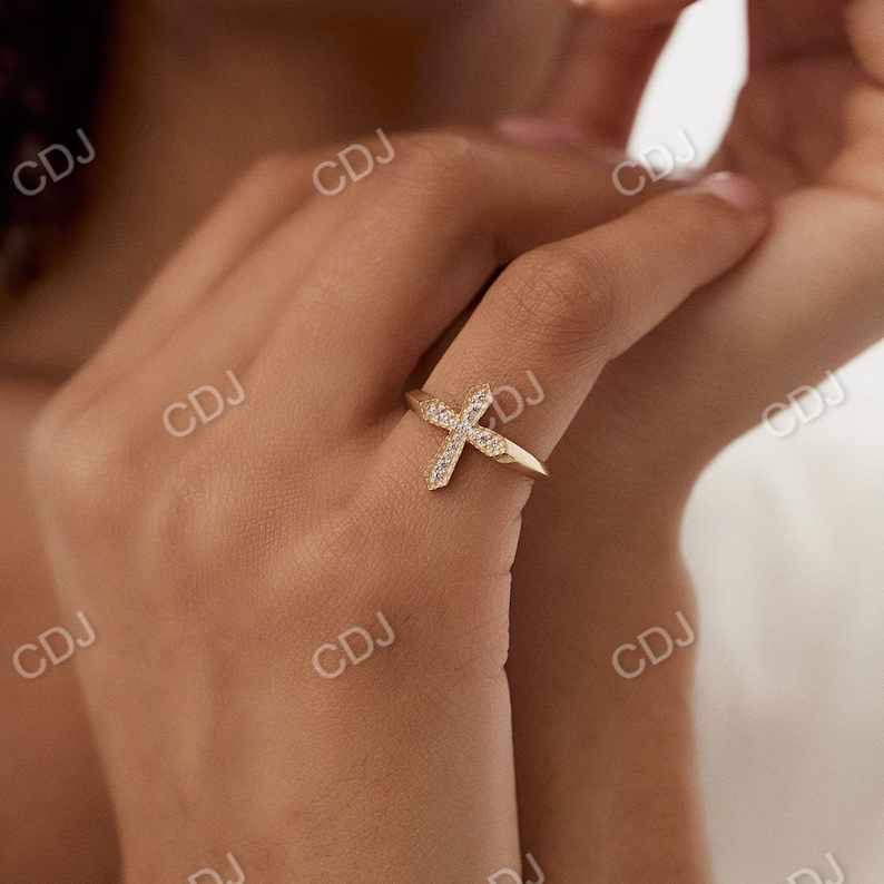 0.18CTW Pave Setting Religious Lab Grown Diamond wedding Ring customdiamjewel