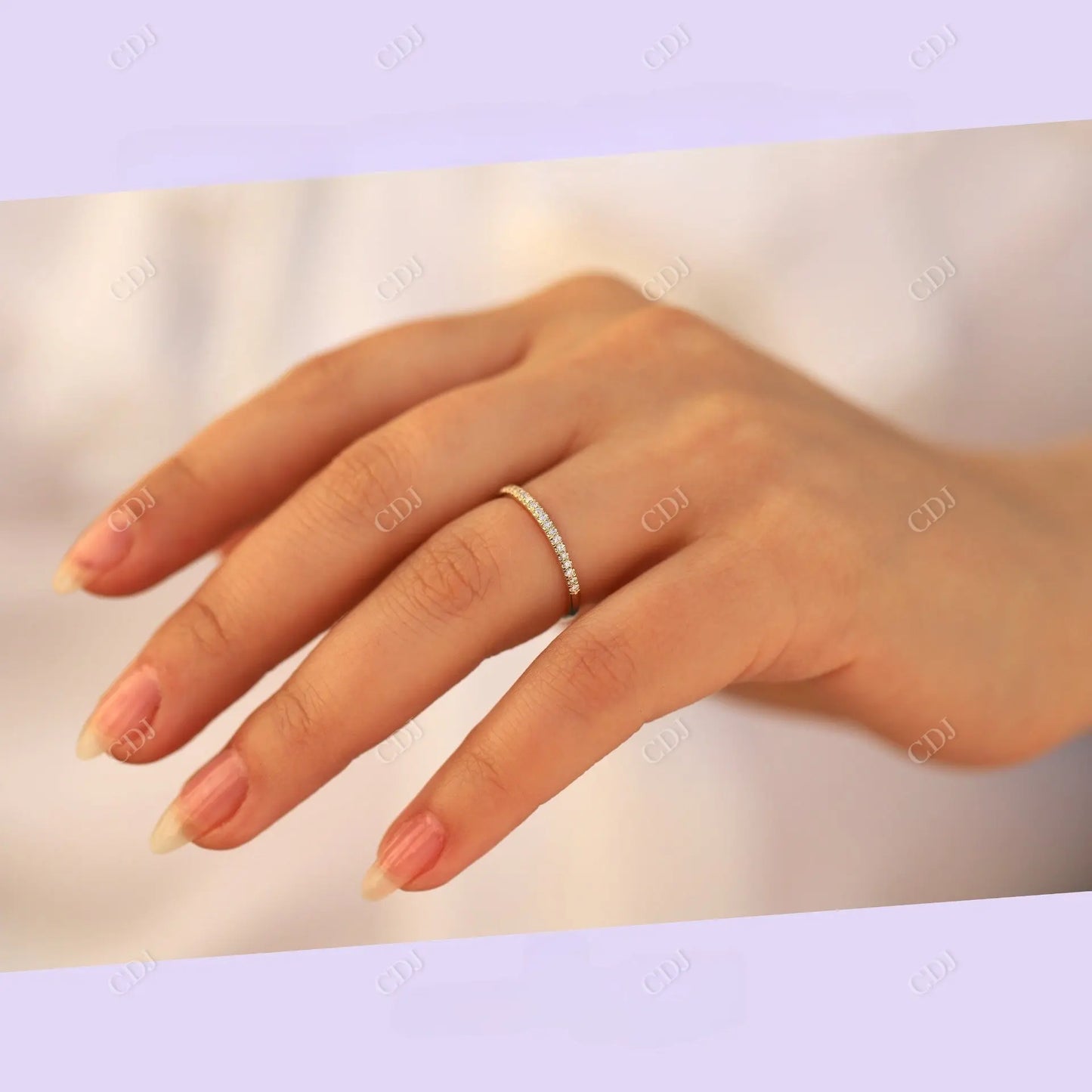 Simple Rose Gold Half Eternity Moissanite Wedding Band customdiamjewel