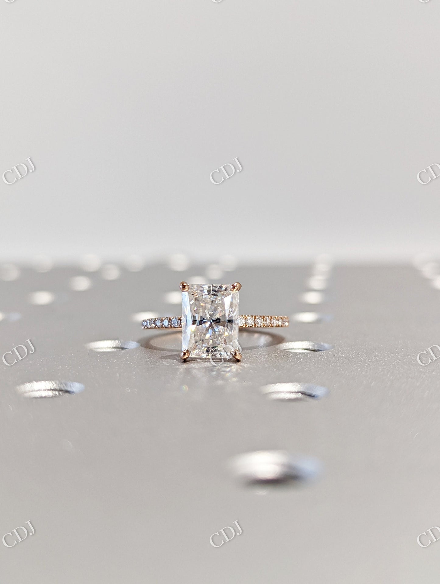 Radiant Cut Moissanite Rose Gold Portrait Cut Half Eternity Ring customdiamjewel