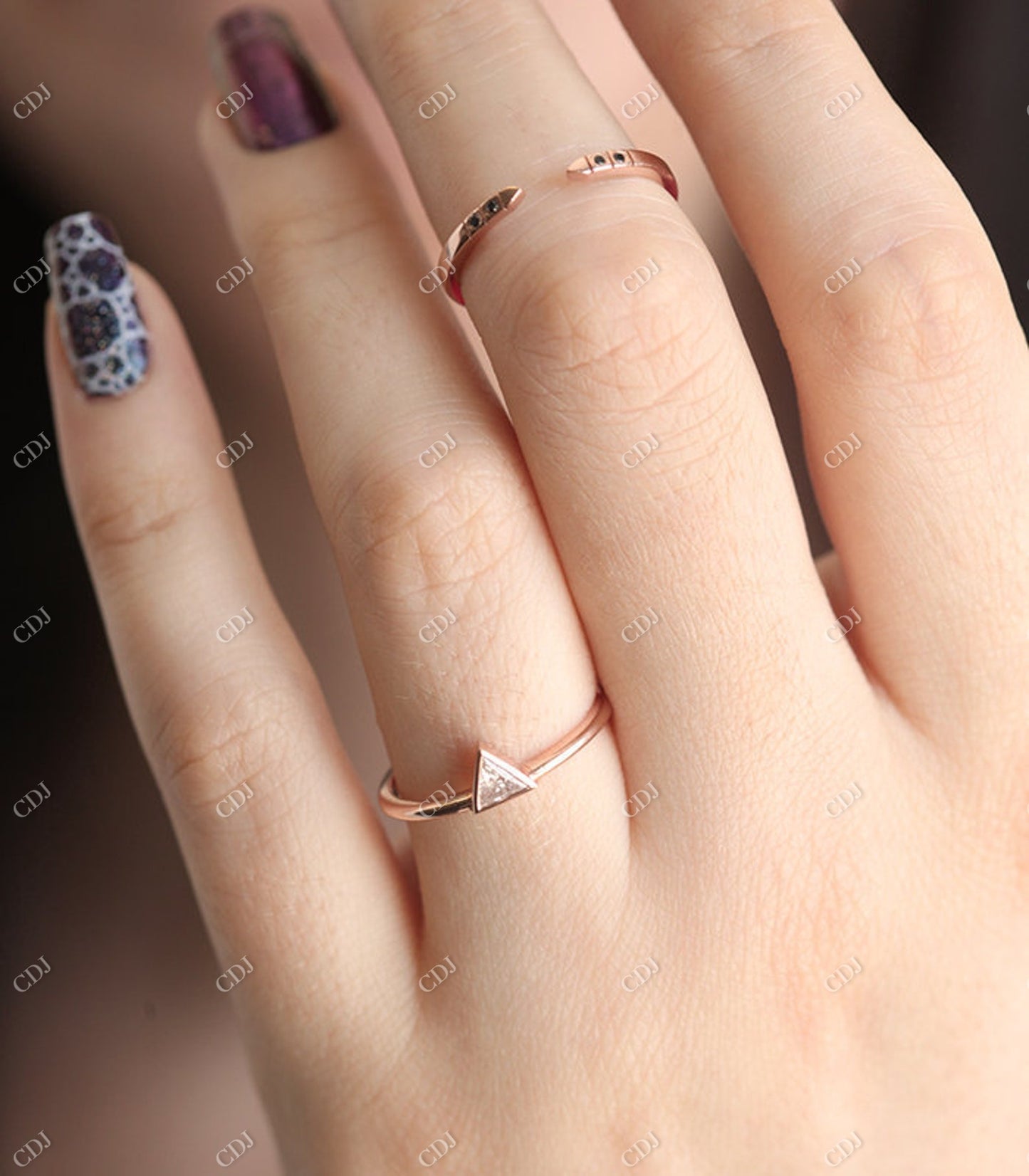 Rose Gold Natural Open Diamond Wedding Band customdiamjewel