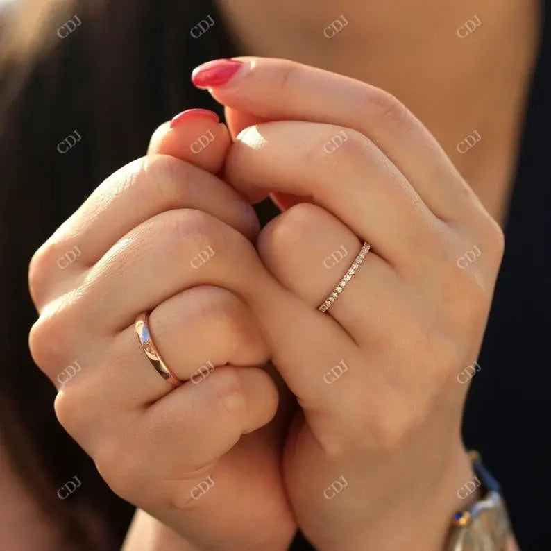 14K Rose Gold Round Cut Moissanite Wedding Band customdiamjewel