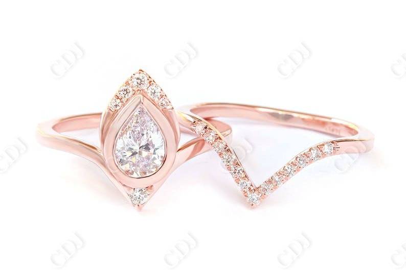 0.12CTW Deep Chevron Gold Wedding Diamond Ring customdiamjewel