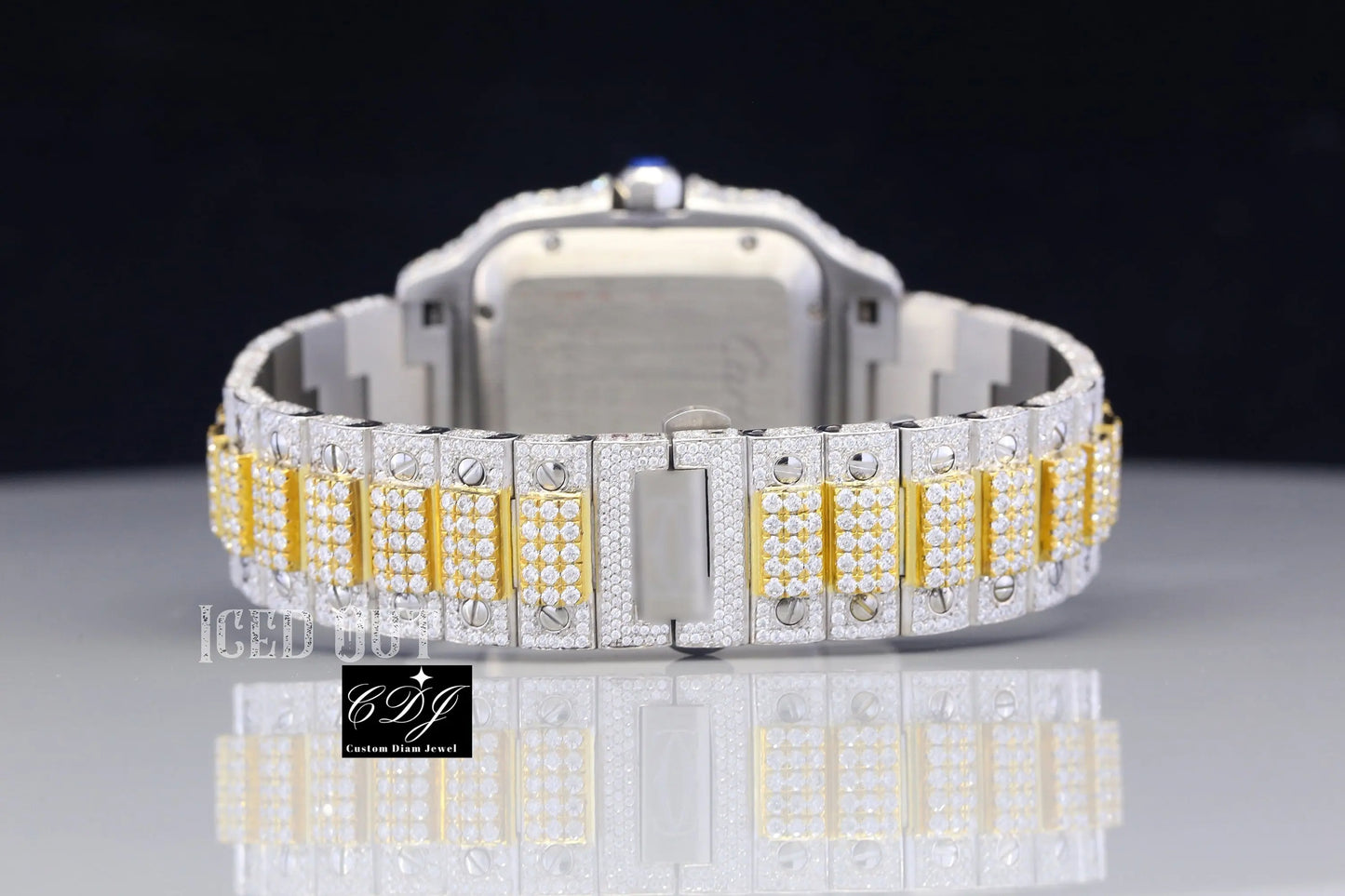 Two Tone Custom Cartier Moissanite Iced Out Watch customdiamjewel