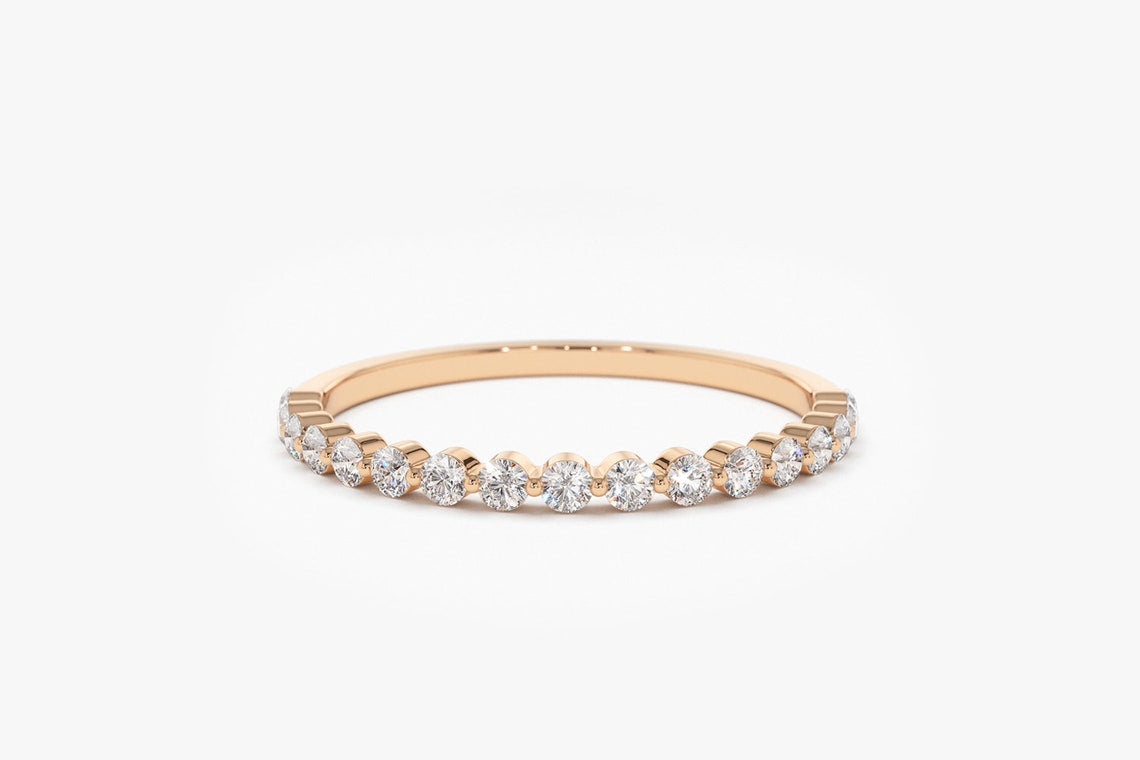 0.30CTW Natural Diamond Yellow Gold Half Eternity Wedding Band customdiamjewel 10KT Rose Gold VVS-EF