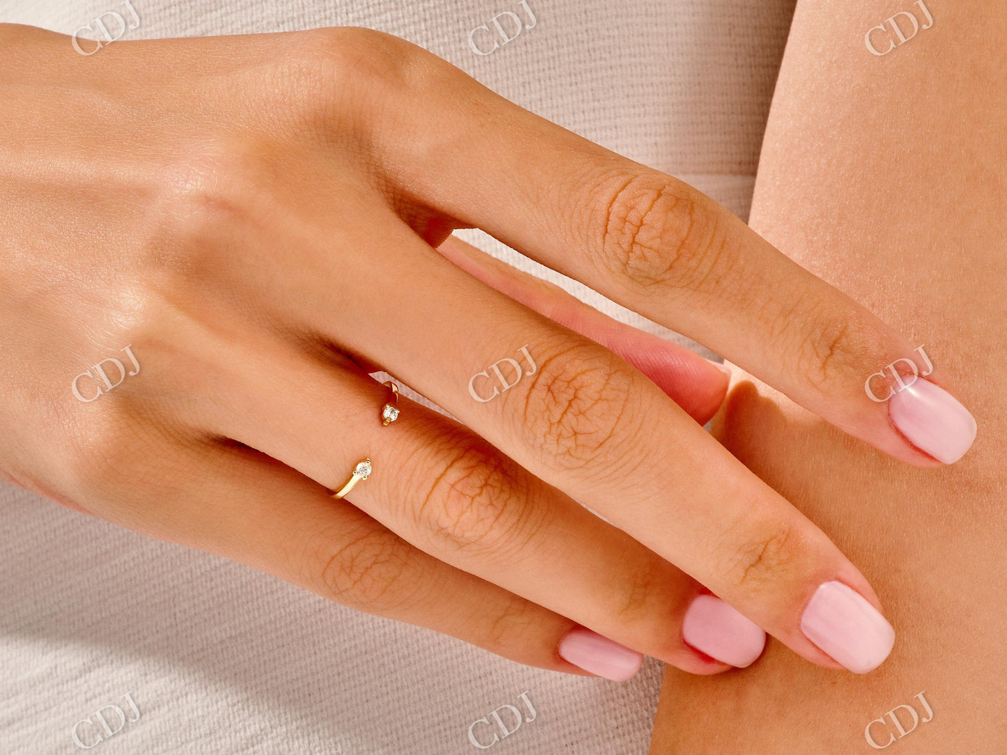 0.06CTW Open Cuff Lab Grown Wedding Band customdiamjewel