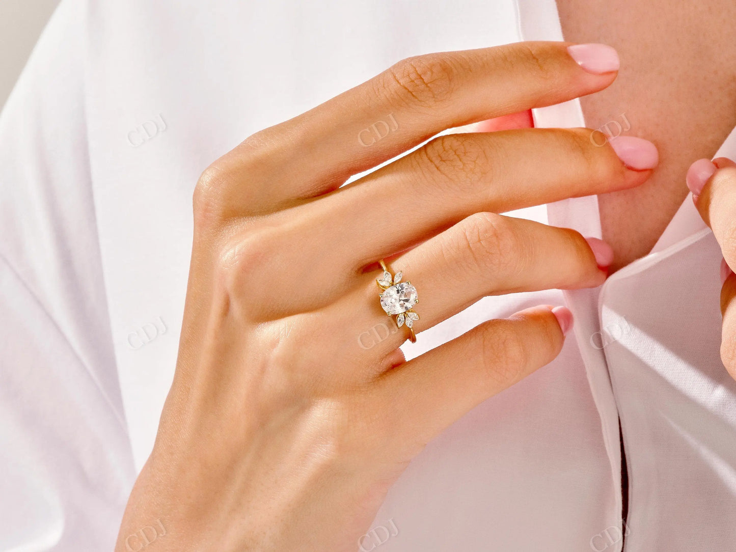 1.65CTW Marquise And Oval Cut Accent Moissanite Ring customdiamjewel