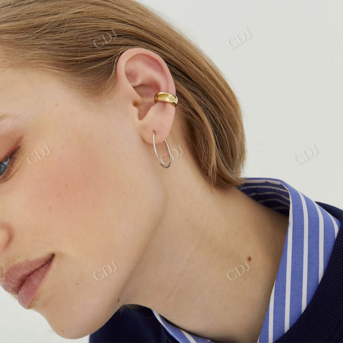 Unique Natural Diamond 14K Gold Oversized Thin Hoops customdiamjewel