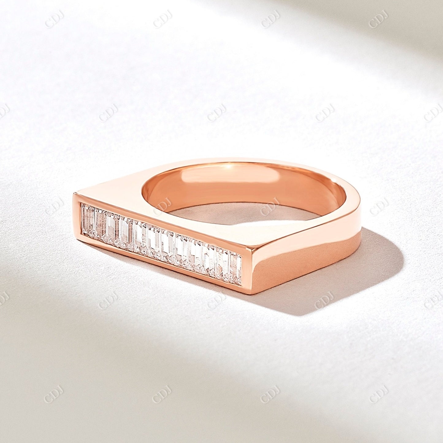 0.60CTW Baguette Diamond Bar Wedding Ring customdiamjewel 10KT Rose Gold VVS-EF