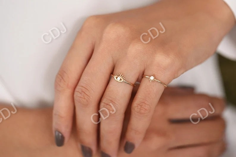 14k Gold Diamond Evil Eye Good Luck Ring customdiamjewel