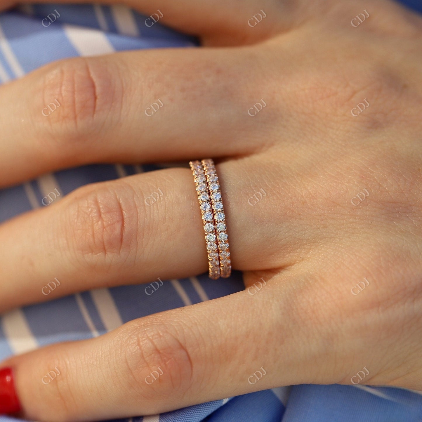 1.00CTW Set of Three Floating Lab Grown Diamond Wedding Bands customdiamjewel