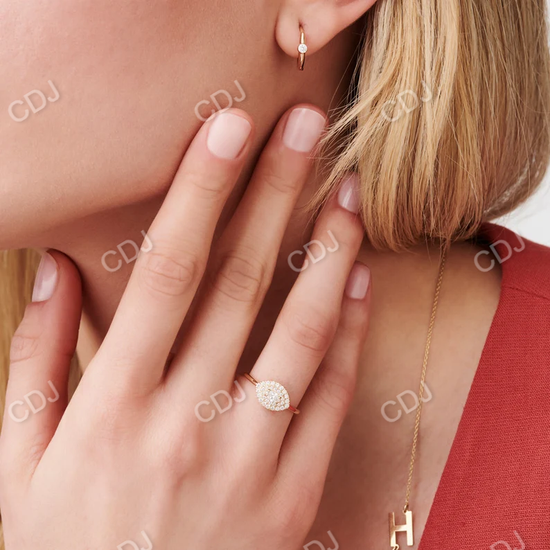 0.40CTW Marquise Lab Grown Diamond Double Halo Set Ring customdiamjewel