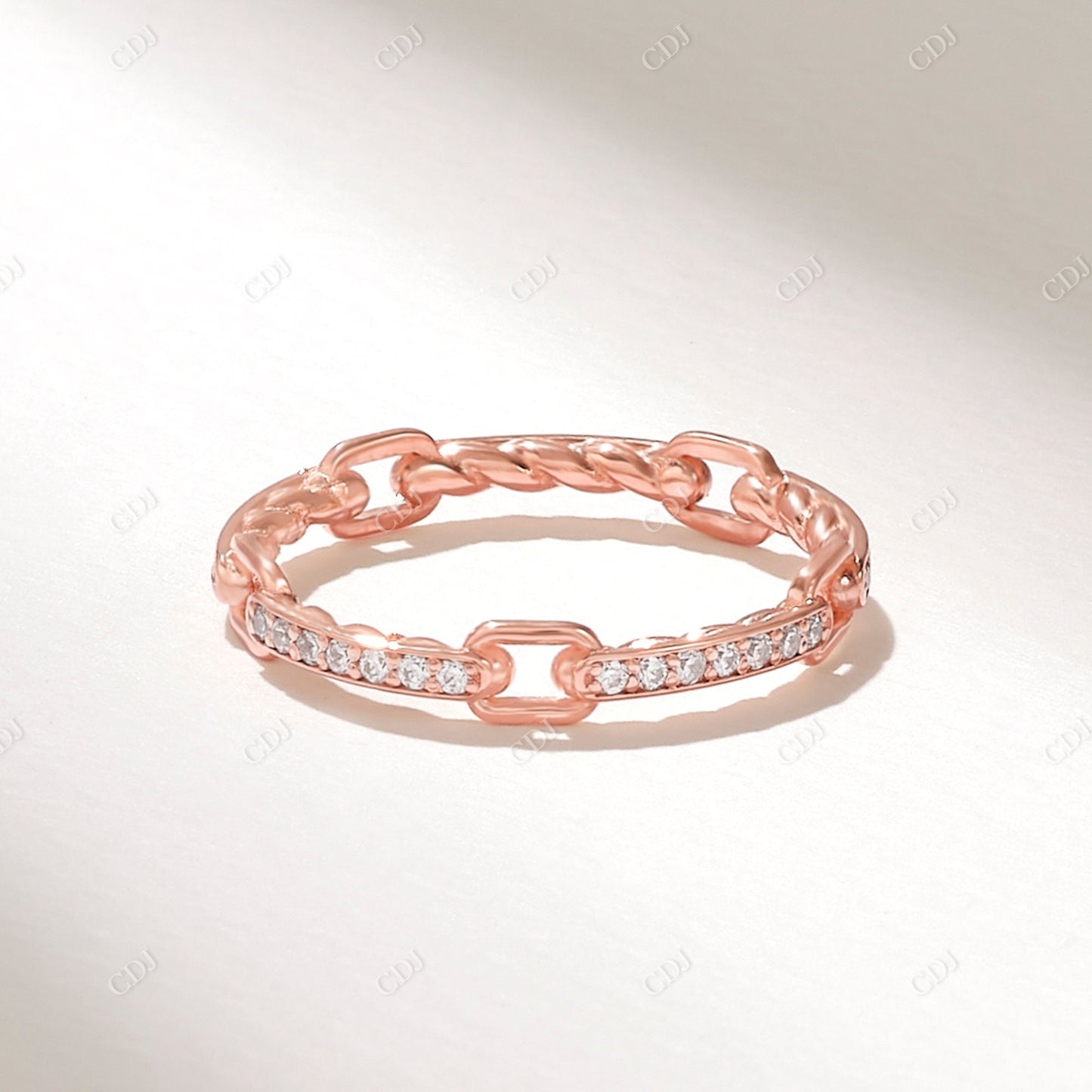 0.23CTW Round Lab Grown Diamond Open Link Band Ring customdiamjewel 10KT Rose Gold VVS-EF