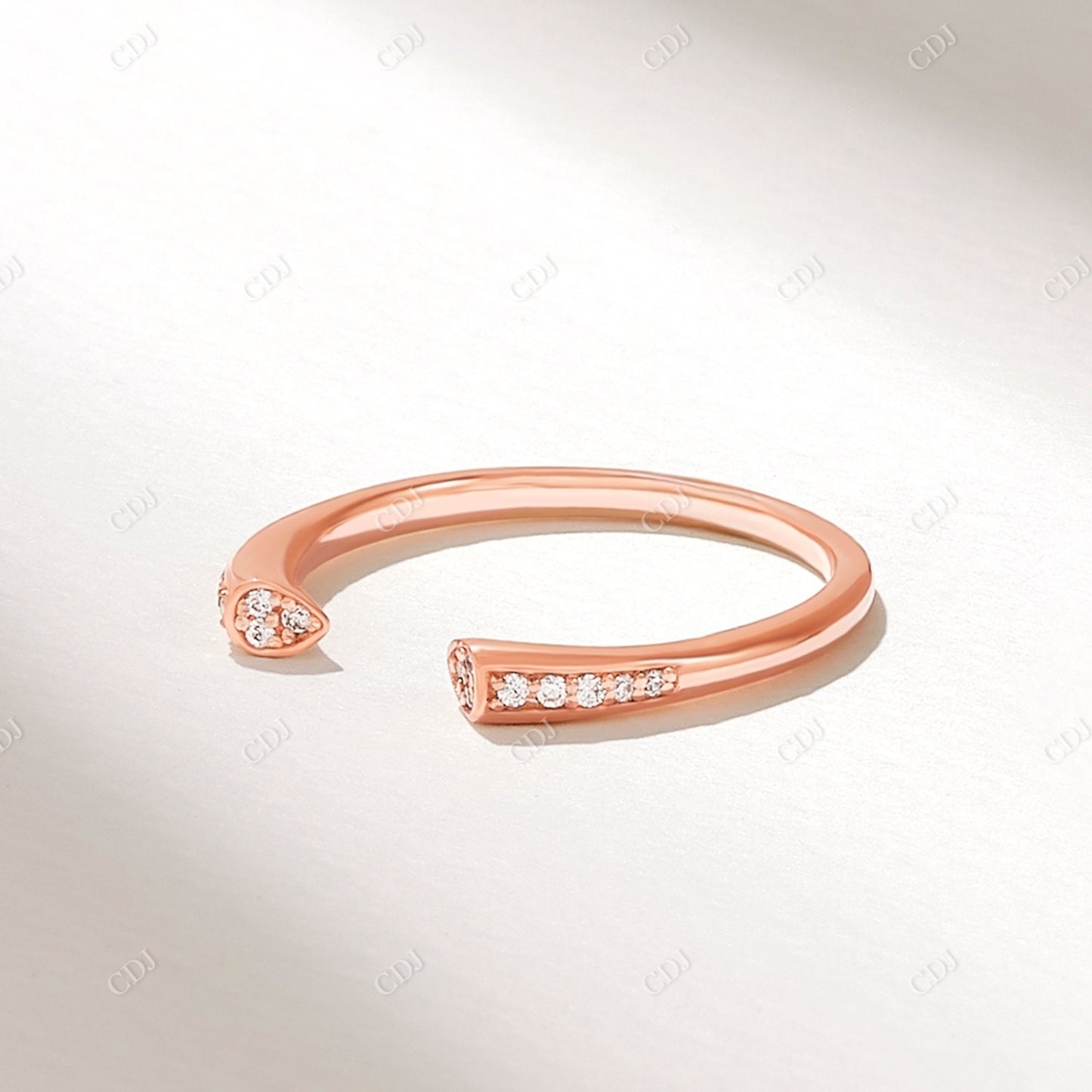 0.07CTW Round Cut CVD Diamond open Cuff Band customdiamjewel 10KT Rose Gold VVS-EF