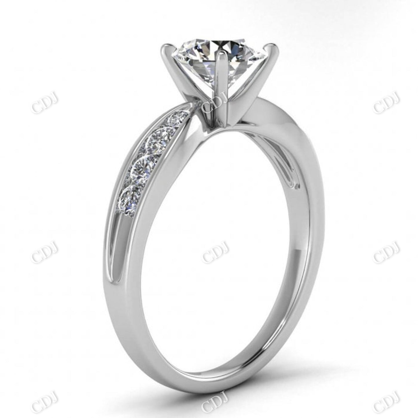 White Gold Tapered Channel Set Asscher Cut Moissanite Ring customdiamjewel