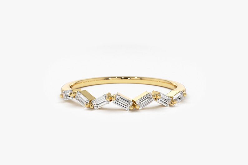 0.23CTW Baguette Cut Natural Diamond Antique Stackable Ring  customdiamjewel 10 KT Solid Gold Yellow Gold VVS-EF