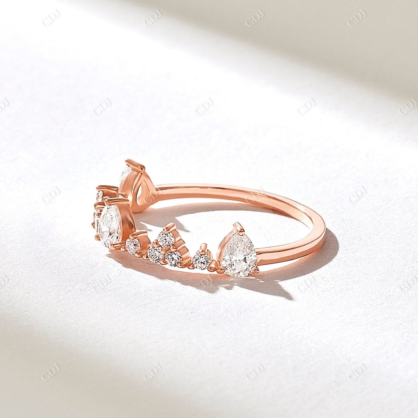 0.49CTW Round Diamond Crown Stackable Ring customdiamjewel 10KT Rose Gold VVS-EF