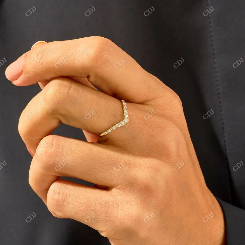 0.19CTW Round Cut Lab Grown Diamond Curved Wedding Band customdiamjewel