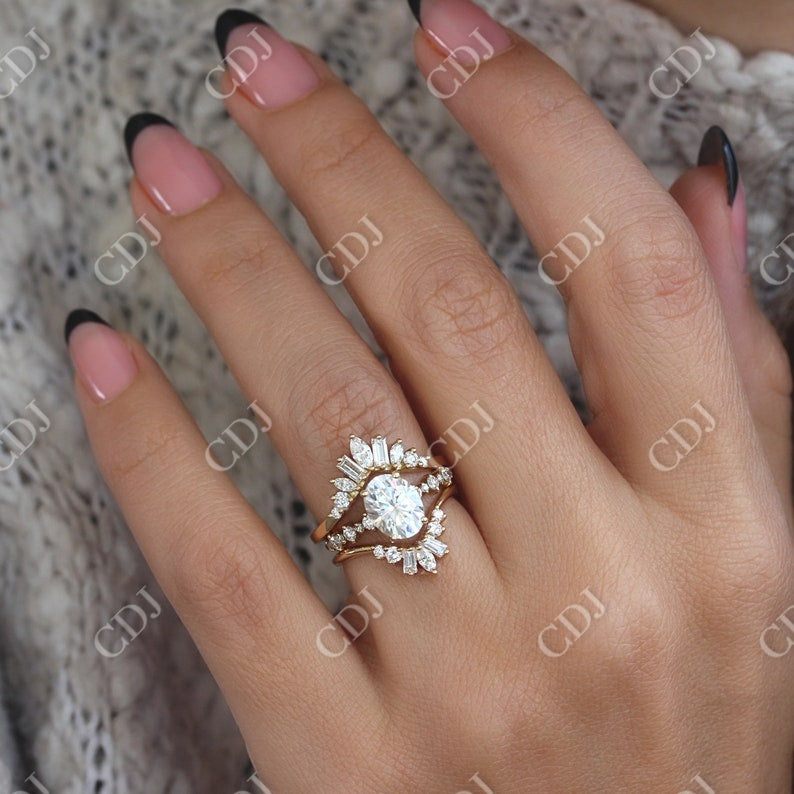0.45CTW Crown Style Marquise And Baguette Moissanite Wedding Band customdiamjewel