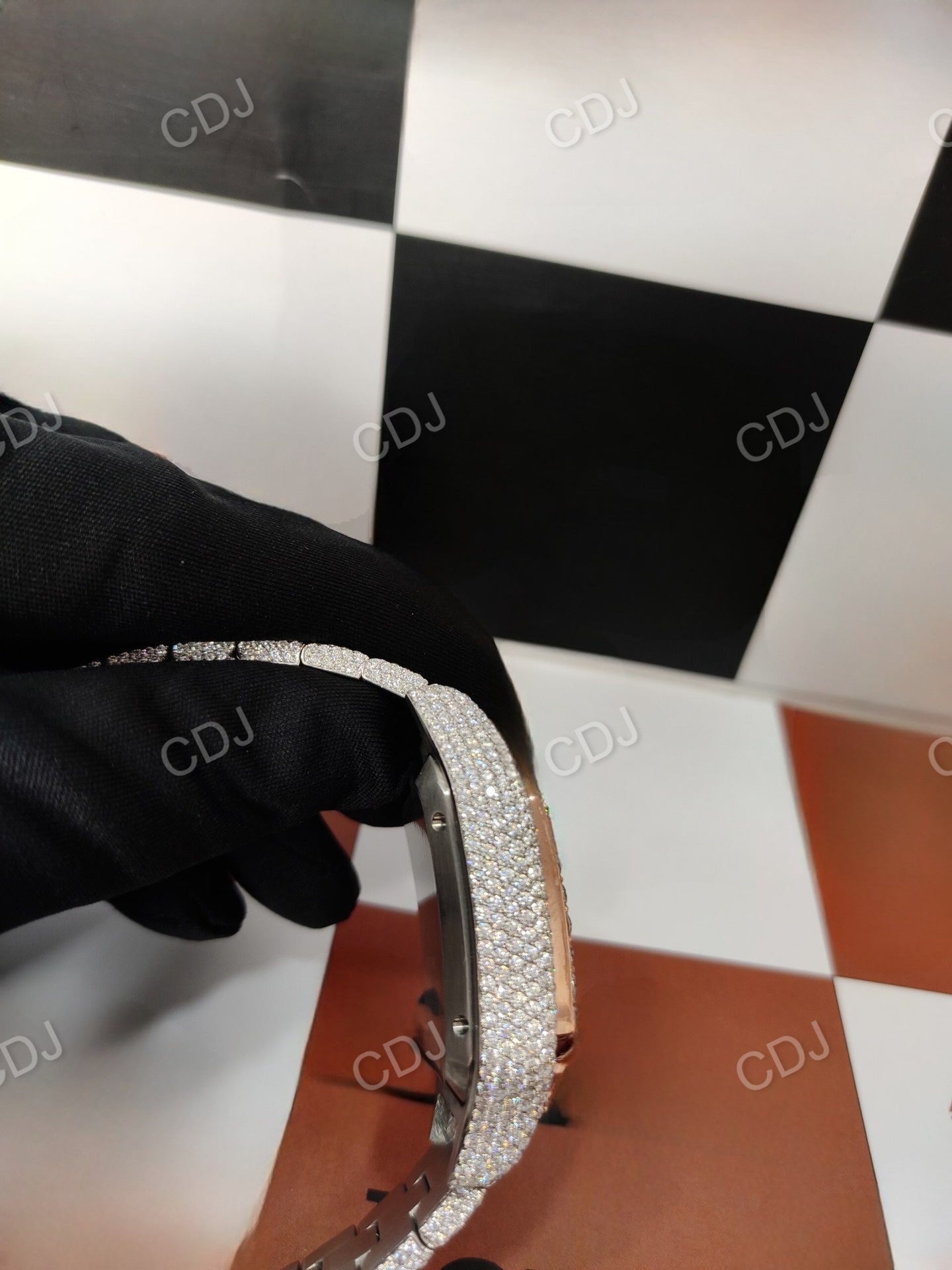 Moissanite studded Iced Out Cartier Watch customdiamjewel