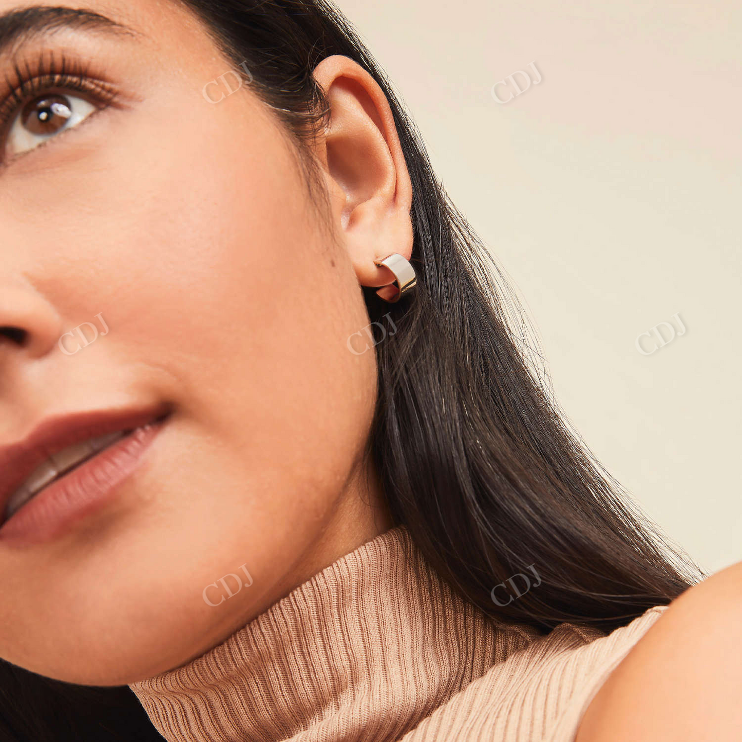 Tiny Wide Hoops Huggie Hoop Earrings customdiamjewel