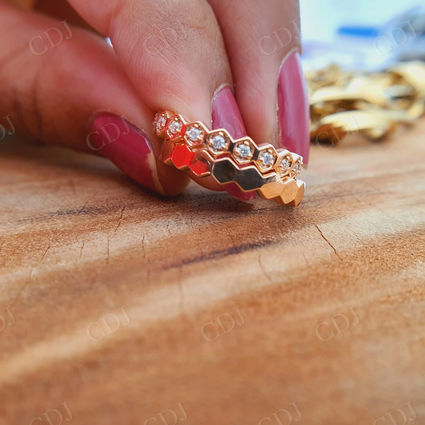 0.20CTW Round Cut Moissanite Matching Wedding Band Set customdiamjewel