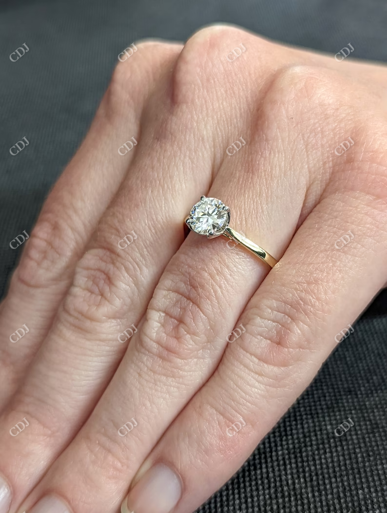 1.0CT Round Moissanite Tulip Solitaire Engagement Ring customdiamjewel