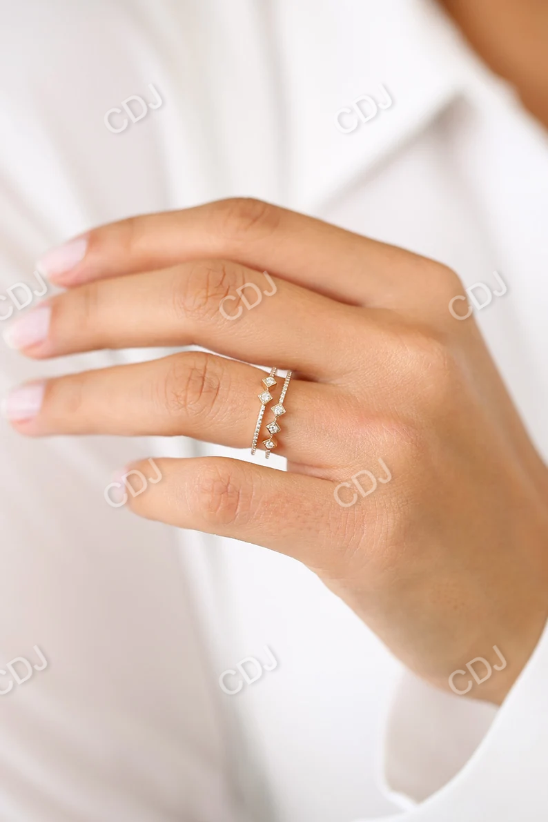 14K Gold Double Stacked Micro Pave Wedding Ring customdiamjewel