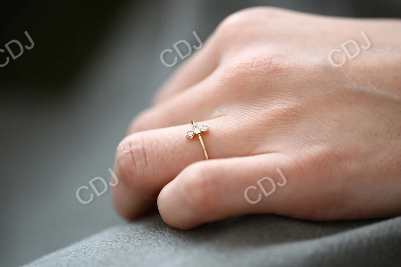 0.13CTW Baguette and Round Cut Lab Grown Diamond Ring customdiamjewel