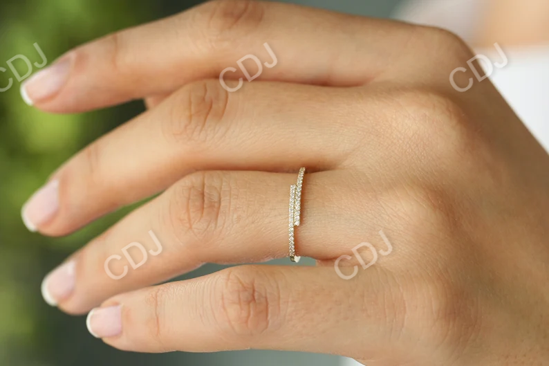 14k Solid Gold Cross Over Diamond Stackable Wedding Ring customdiamjewel