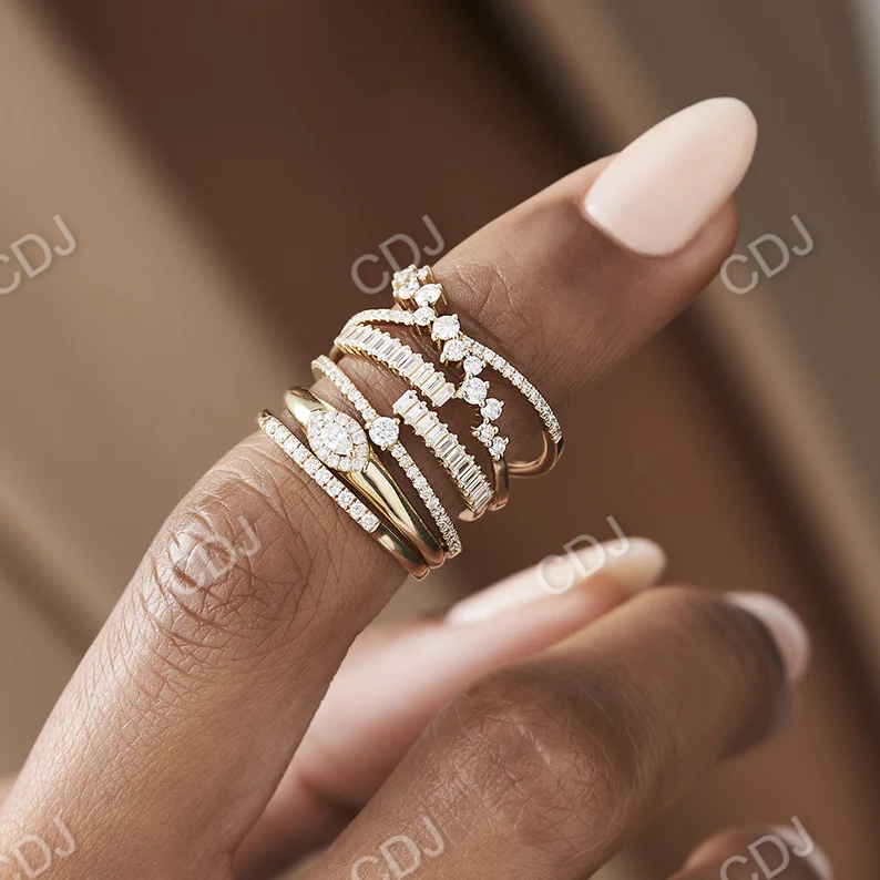 14k Gold Baguette Diamond Cross Over Wedding Ring customdiamjewel